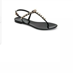 BCBG MAXAZARIA Black Jellia Jelly Flats Sandals 6